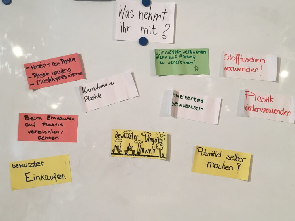 Schüler Workshop im Jugendzentrum Sonic (Erding) Plastikvermeidung - Reflexion